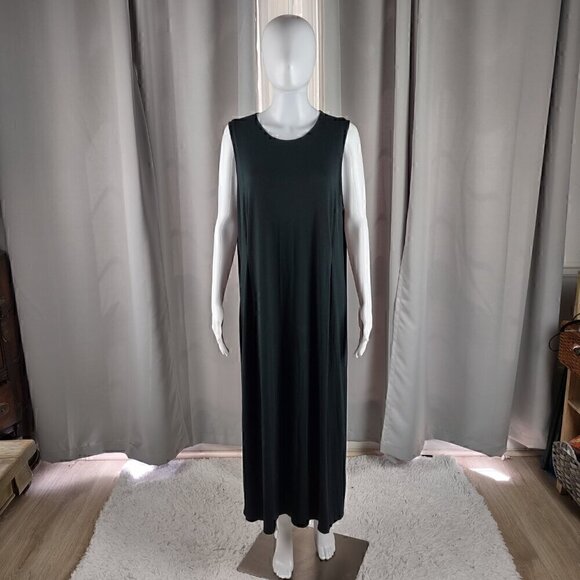 J.Jill Wearever Collection Black Sleeveless Rayon Blend Maxi Dress Size LP - Picture 1 of 11